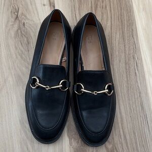 H&M Black Loafers with Gold Detail